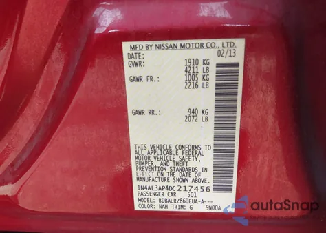 2013 Nissan Altima 2.5 S from USA, damaged, VIN 1N4AL3AP4DC217456